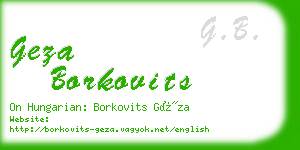 geza borkovits business card